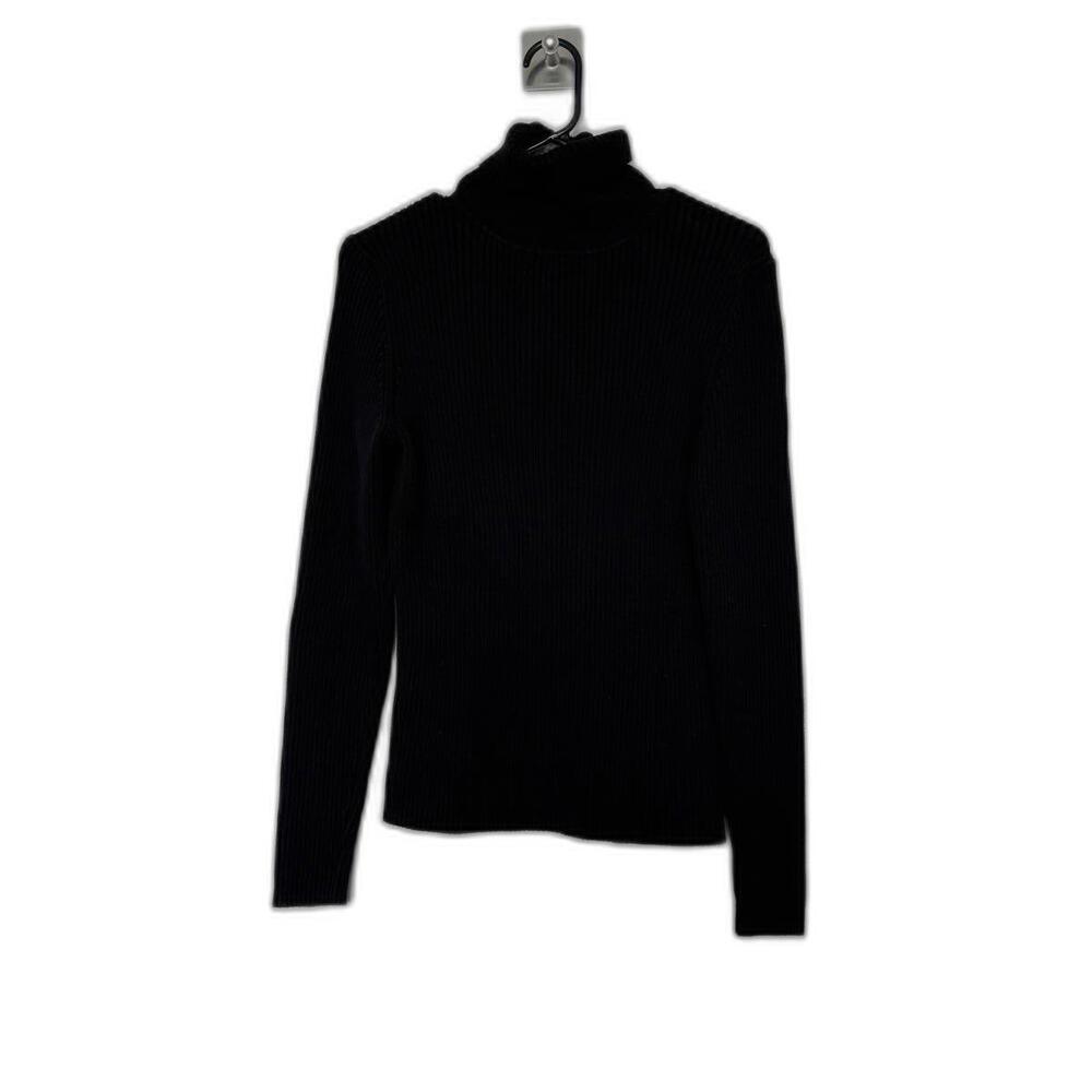 Black Basic Gap Rib Knit Turtle Neck - image 2